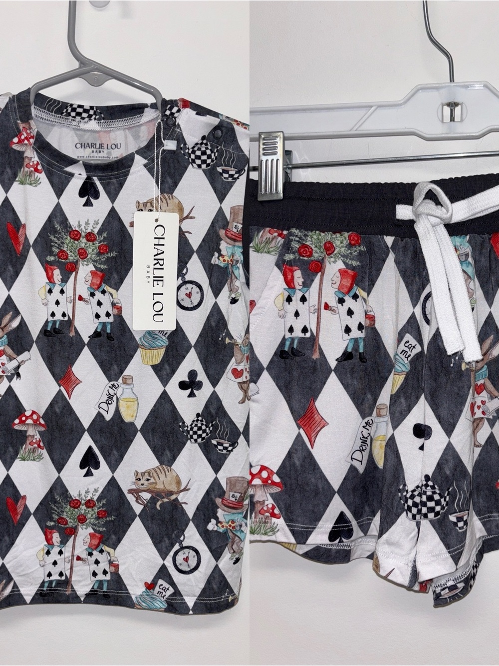 NWT bamboo Alice in Wonderland pajamas set 4/5T Charlie Lou Baby